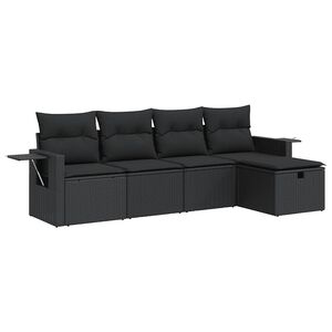 vidaXL Loungegrupp f&ouml;r tr&auml;dg&aring;rden med dynor 5 delar svart konstrotting