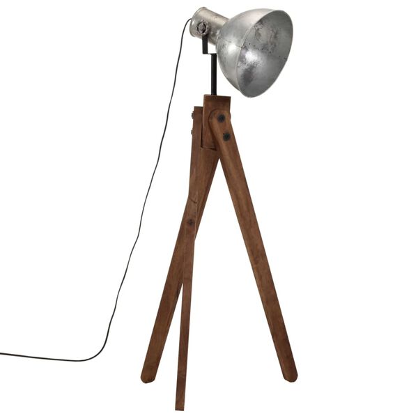 vidaXL Golvlampa 25 W vintage silver 45x45x120 cm E27