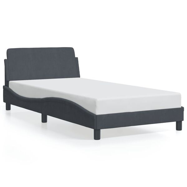 vidaXL Bed Frame "Dover" Dark Grey 100x203 cm Velvet