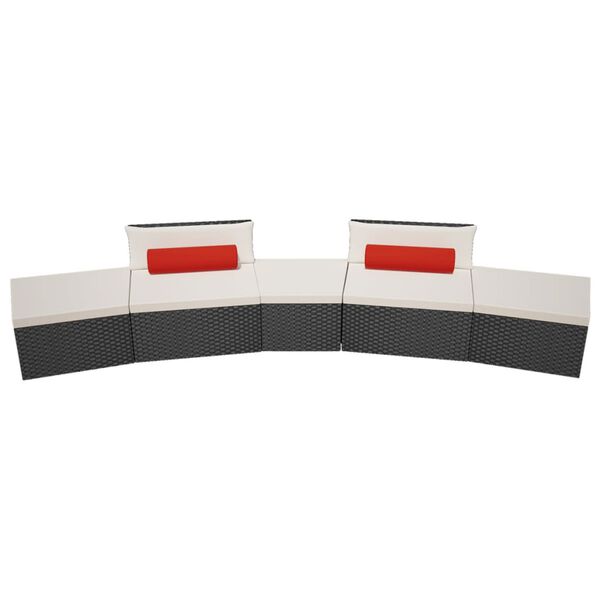 vidaXL Loungegrupp f&ouml;r tr&auml;dg&aring;rden med dynor 5 delar konstrotting svart