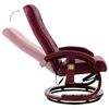 vidaXL Massagef&aring;t&ouml;lj med fotpall vinr&ouml;d konstl&auml;der