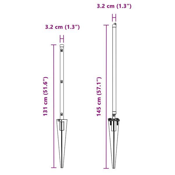 vidaXL St&auml;ngselstolpe &Ouml;vrigt 26 pcs Gr&aring; 3,2 x 3,2 x 100 cm St&aring;l
