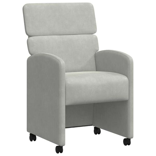 vidaXL Matstolar med hjul 2 pcs Ljusgr&aring; 58 x 65 x 98 cm Sammet