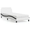 vidaXL Bed with Mattress "Dover" White and Black 90x200 cm Faux Leather