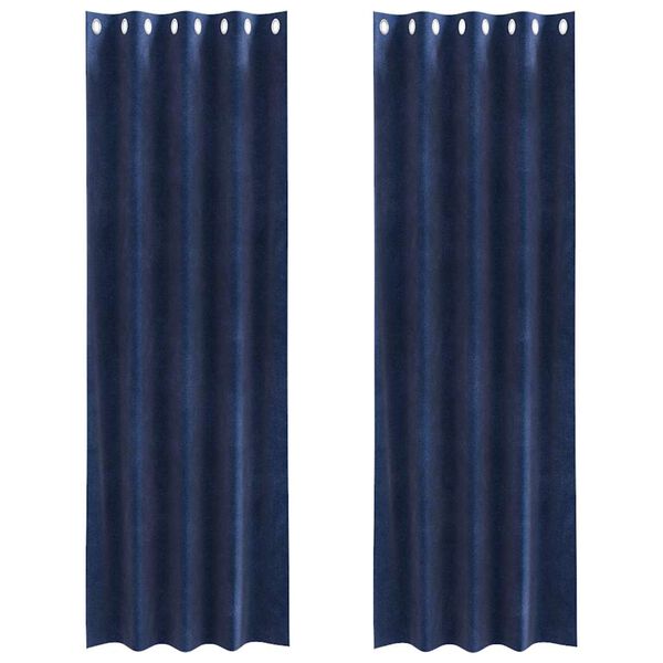 vidaXL Mörkläggningsgardiner 2 pcs Mörkblå 140 x 245 cm Sammet
