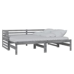 vidaXL Dagb&auml;dd gr&aring; massiv furu 2x(90x200) cm