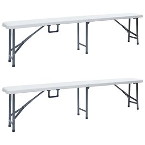 vidaXL Hopf&auml;llbara tr&auml;dg&aring;rdsb&auml;nkar 2 st 180 cm HDPE vit
