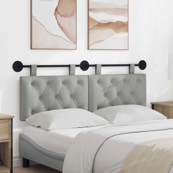 vidaXL H&auml;ngande Huvudgavel V&auml;ggmonterad Moln Gr&aring; 130 x 55 x 7 cm tyg