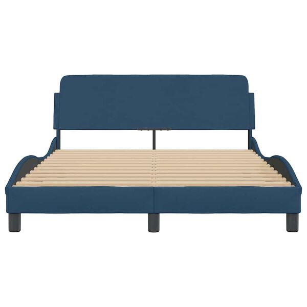vidaXL Bed Frame with Headboard "Dover" Blue 120x200 cm Fabric