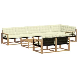 vidaXL Utomhussoffset 9 pcs Vit och gr&auml;dde 79 x 79 x 37 cm
