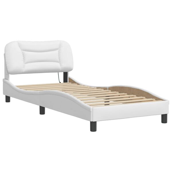 vidaXL Bed Frame with LED without Mattress "Hvar" White 90x190 cm