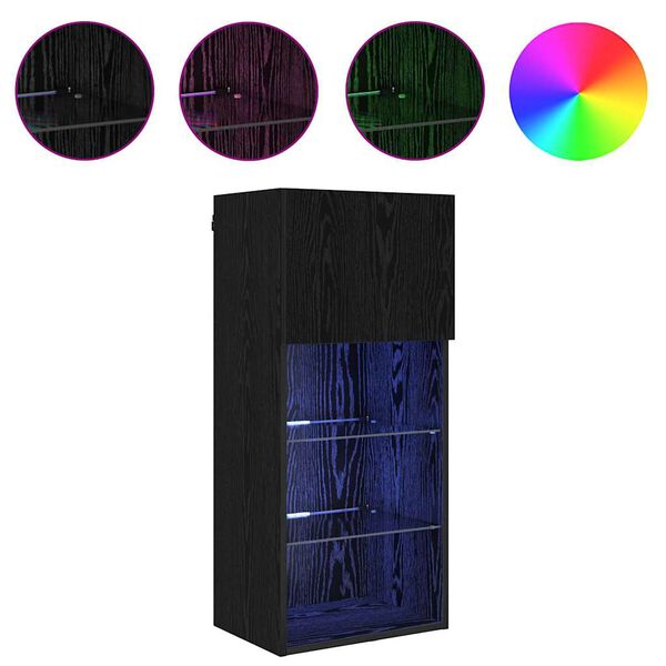 vidaXL V&auml;ggmonterade TV-sk&aring;p 2 pcs Svart Ek 40,5 x 30 x 90 cm