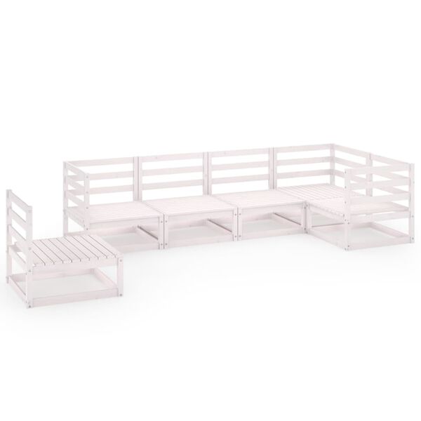 vidaXL Loungegrupp f&ouml;r tr&auml;dg&aring;rden 6 delar vit massiv furu