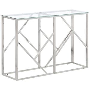 vidaXL Konsolbord silver rostfritt st&aring;l och h&auml;rdat glas