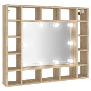 vidaXL Spegelsk&aring;p med LED sonoma-ek 91x15x76,5 cm
