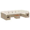 vidaXL Loungegrupp f&ouml;r tr&auml;dg&aring;rden m. dynor 11 delar beige konstrotting