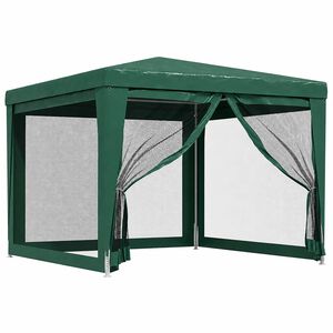vidaXL Partyt&auml;lt med 4 sidov&auml;ggar i n&auml;t 3x3 m HDPE gr&ouml;n