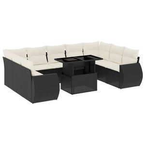 vidaXL Loungegrupp 10 delar med svarta dynor konstrotting