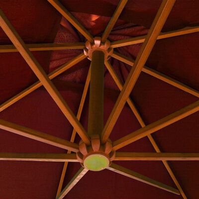 vidaXL Hängande parasoll med stång terrakotta 3x3 m granträ