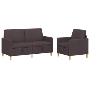 vidaXL Soffgrupp med f&ouml;rvaring 2 st M&ouml;rkbrun Polyester