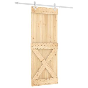 vidaXL Skjutd&ouml;rr Naturlig och vit 80 x 210 cm Massiv furutr&auml;d&ouml;rr