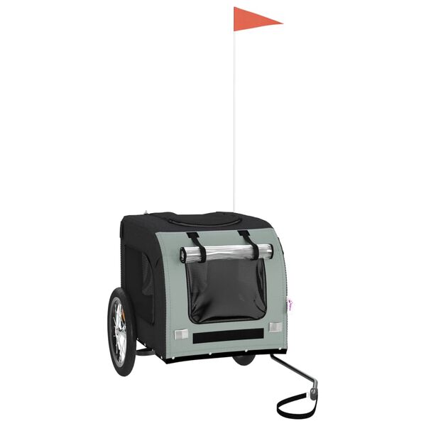 vidaXL Cykelvagn för djur svart och grå oxfordtyg och järn