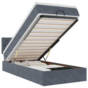 vidaXL Ottoman s&auml;ngram med madrass m&ouml;rkgr&aring; 90x190 cm sammet