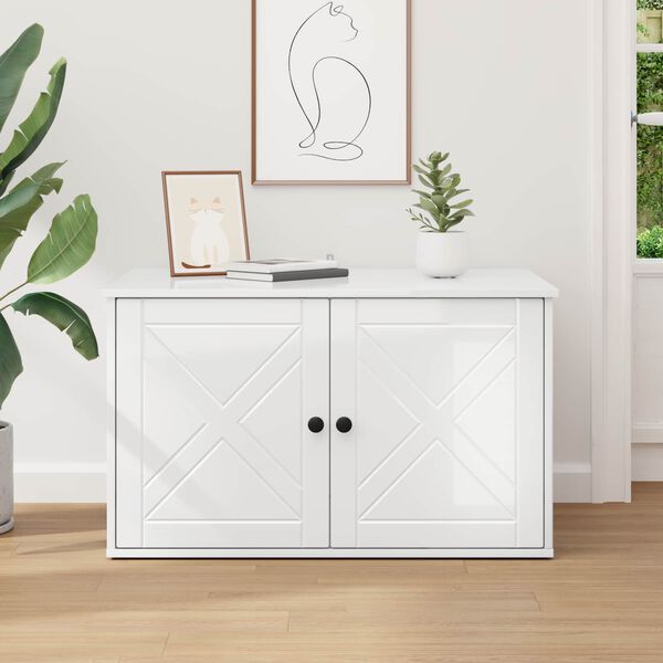 vidaXL Katt hus Glansig Vit 85 x 55 x 50 cm Konstruerat tr&auml;