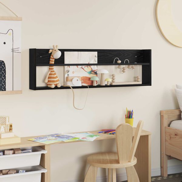 vidaXL Tidningshylla Svart Ek 100 x 12 x 30 cm Konstruerat tr&auml;