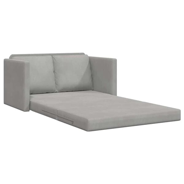 vidaXL Golvb&auml;ddsoffa 2-i-1 Ljusgr&aring; 122x204x55 cm sammet