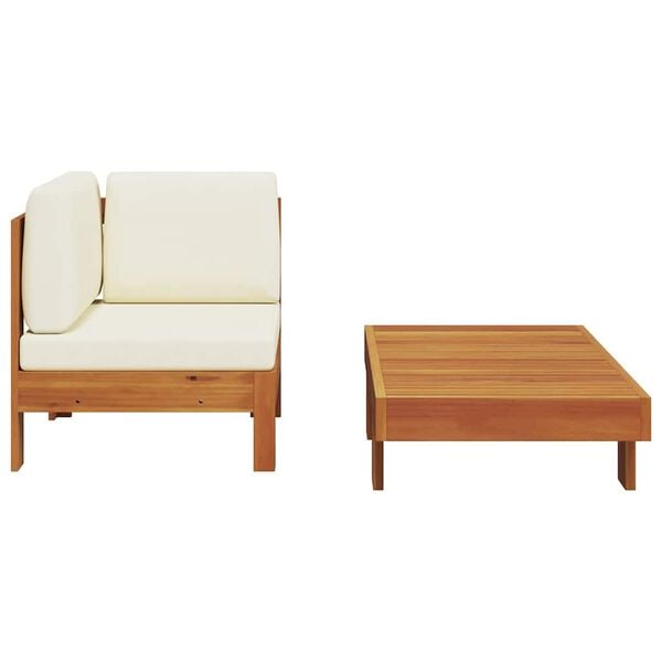 vidaXL Loungegrupp f&ouml;r tr&auml;dg&aring;rd gr&auml;ddvita dynor 2 delar akacia