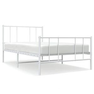 vidaXL S&auml;ngram med huvudgavel och fotgavel vit metall 90x200 cm
