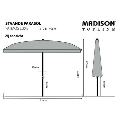 Madison Parasoll Patmos Luxe rektangulärt 210x140 cm taupe