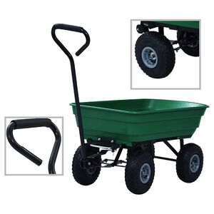 vidaXL Tr&auml;dg&aring;rdsvagn tippbar 300 kg 75L gr&ouml;n
