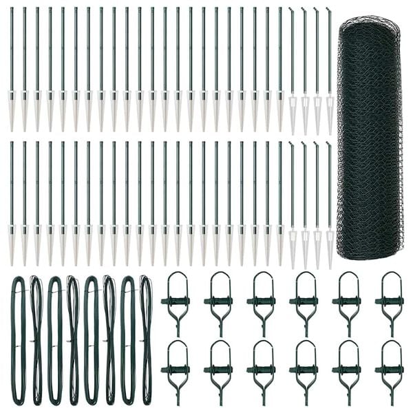 vidaXL St&auml;ngselstolpe Gr&ouml;n 100 x 0,5 m (25 mm n&auml;t) St&aring;l och PVC