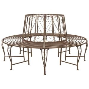 vidaXL Tr&auml;db&auml;nk 8-Antal sittplatser &Oslash; 160 x 89 cm St&aring;l Antik Brun Rund