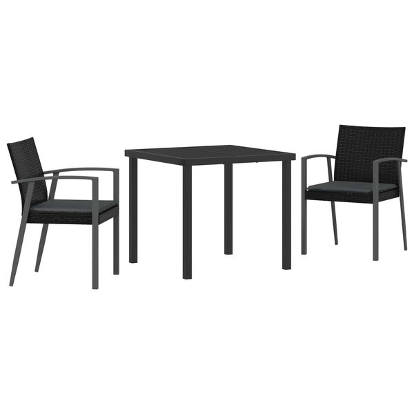 vidaXL Trädgårdsmöbelset 3 pcs Svart och Grå PE Rattan