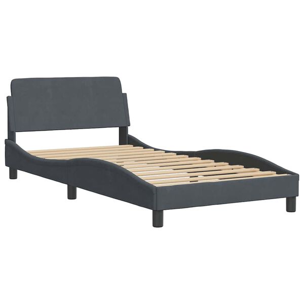 vidaXL Bed Frame "Dover" Dark Grey 100x203 cm Velvet