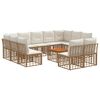 vidaXL Utomhussoffset 12 st 11-sits Naturlig och Creamvit Polyester