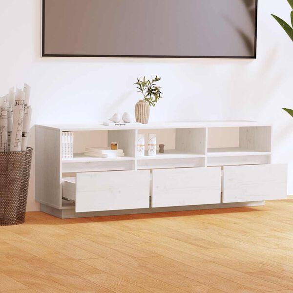 vidaXL Tv-bänk vit 140x37x50 cm massiv furu