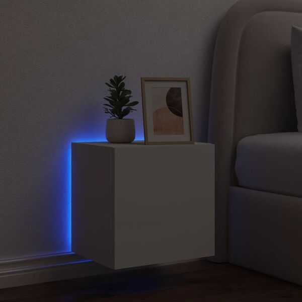 vidaXL Väggmonterad tv-bänk LED vit 40,5x35x40 cm