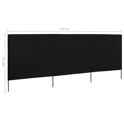 vidaXL Vindskydd 3 paneler tyg 400x160 cm svart