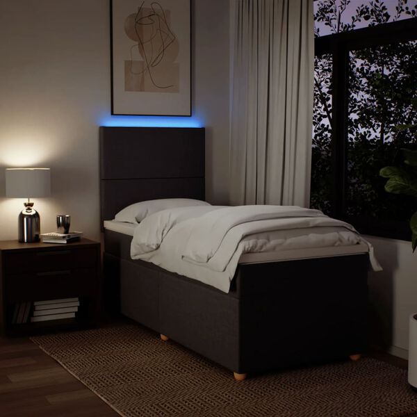 vidaXL Ramsäng med madrass mörkbrun 90x190 cm tyg