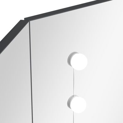 vidaXL Sminkbord för hörn med LED grå 111x54x141,5 cm