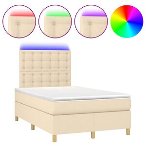 vidaXL Rams&auml;ng med madrass & LED gr&auml;ddvit 120x190 cm tyg