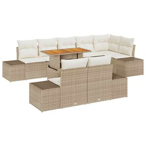 vidaXL Tr&auml;dg&aring;rdsm&ouml;belset med kudde 9 pcs Beige och gr&auml;ddf&auml;rgad