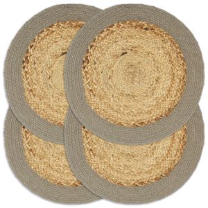 vidaXL Bordstabletter 4 st naturlig och gr&aring; 38 cm jute och bomull