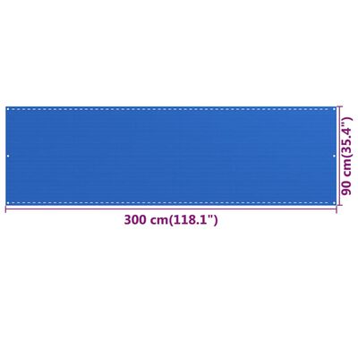 vidaXL Balkongskärm blå 90x300 cm HDPE
