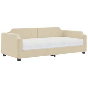vidaXL Dagb&auml;dd med madrass beige 80x200 cm tyg