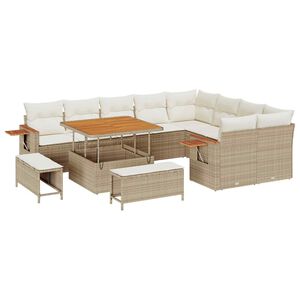 vidaXL Tr&auml;dg&aring;rdsoffset 12 st Beige konstrotting